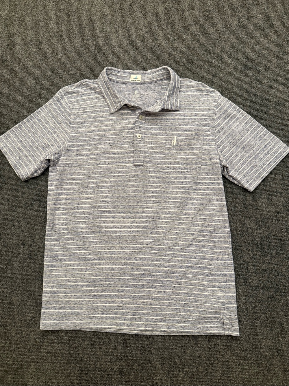 Johnnie-O “Hangin’ Out” Boy’s Striped Heather Blue/Gray Polo Shirt